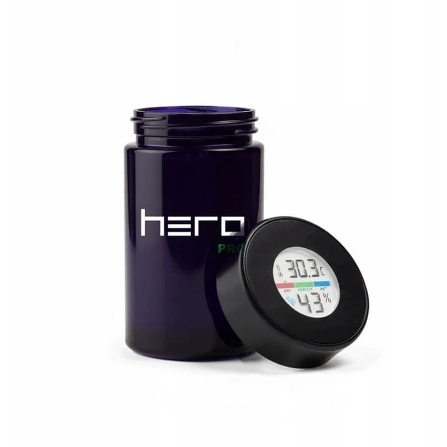 HERO PRO Geurvrije glazen houder met hygrometer 250 ml