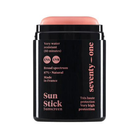 Stick rezistent la apa pentru fata SPF 50+, UVA Sun stick The Sunset, 10 g, SeventyOne