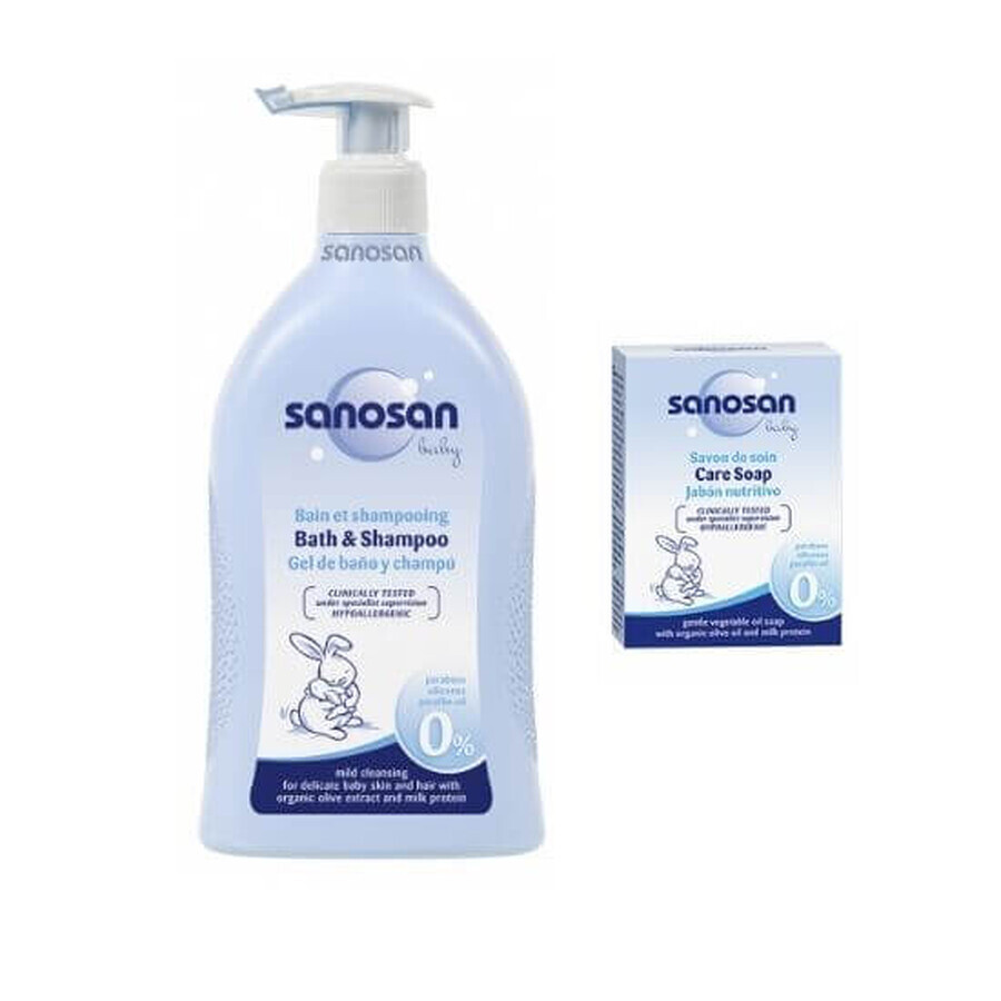 Baby Foaming and Shampoo Package, 500 ml + Baby Soap, 100 g, Sanosan