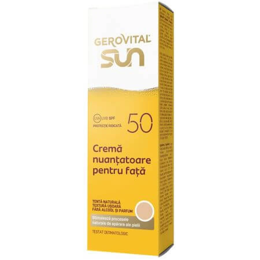 Gezichtskleurende crème SPF 50 Zon, 50 ml, Gerovital