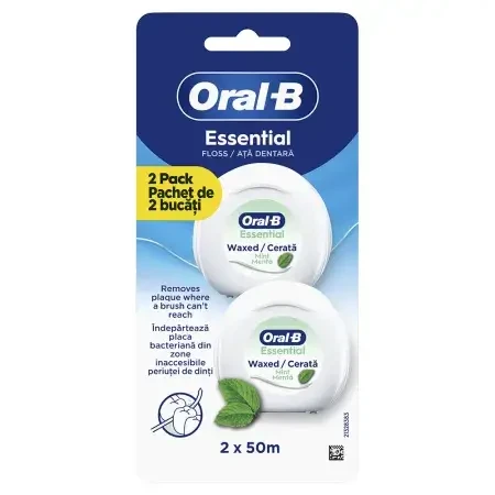Nić dentystyczna Essential Floss o smaku miętowym, 2x50 m, Oral-B: ceny i cechy