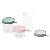 Set 3 recipiente din sticla, 150/250/400 ml, Eucalyptus, Beaba