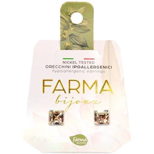 FARMA BIJOUX Hypoallergenic Earrings Crystals Squares 6mm