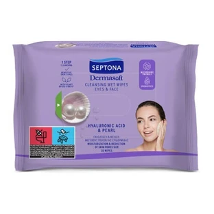 SEPTONA Dermasoft Acide Hyaluronique & Perle Lingettes avec Acide Hyaluronique & Perle 20 pcs 1+1