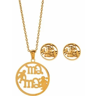 DALEE Bijoux hypoallergéniques avec collier et boucles d'oreilles en acier plaqué or