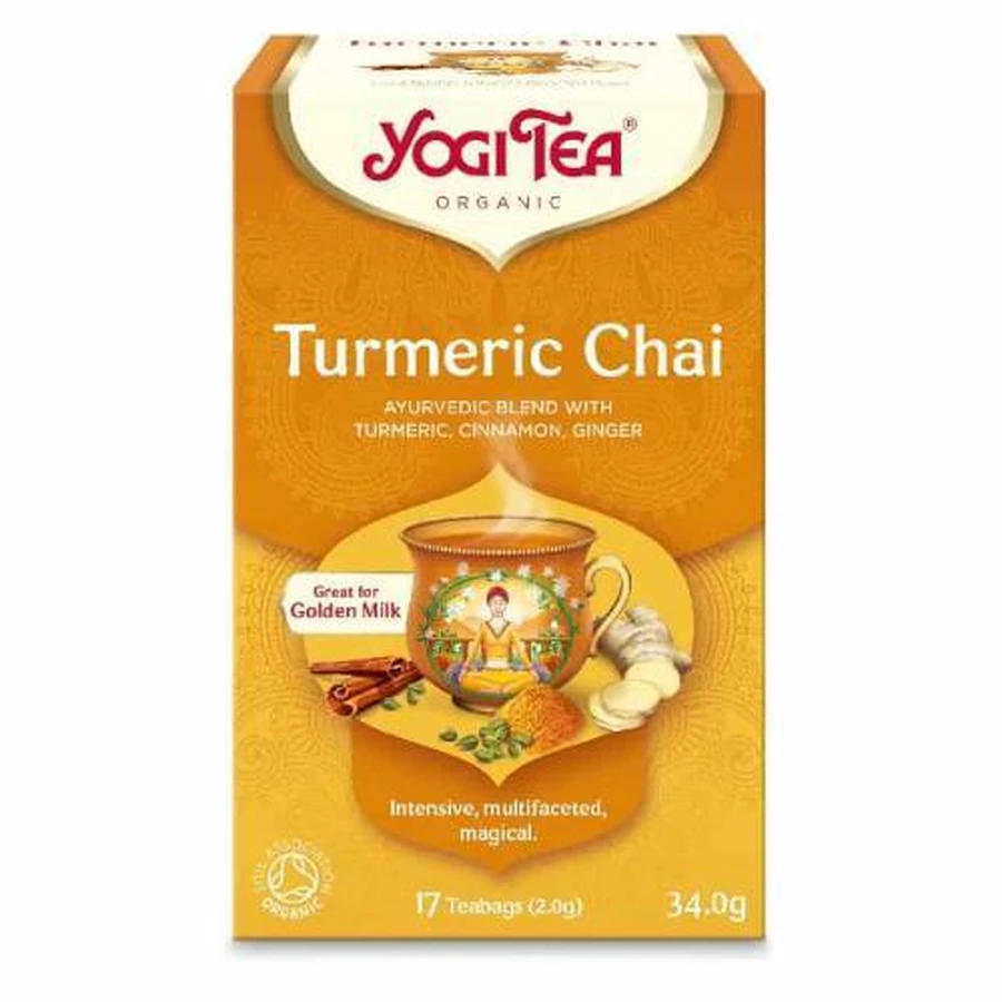 YOGI TEA Turmeric Chai Ceai organic pentru relaxare și creșterea dispoziției 17 pliculețe 30.6gr