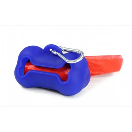 Dispensador de bolsas higiénicas, silicona Record Bone - Azul