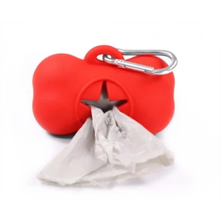 Dispensador de bolsas higiénicas, silicona Bone - Rojo