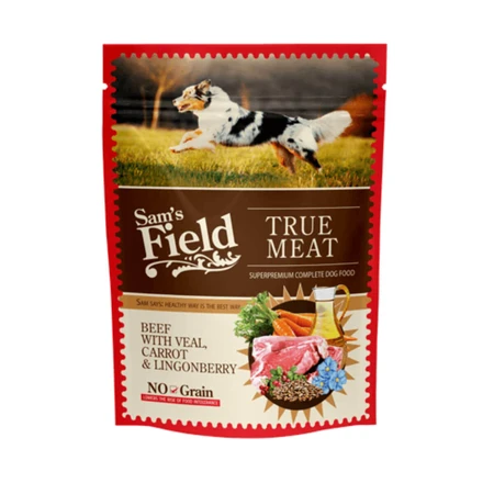 SAM'S FIELD, XS-XL, Calf and Carrot, sachet grain-free wet dog food, (in aspic), 260g