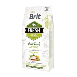 BRIT Fresh Run & Work Adult S-XL, Ente mit Mei, getreidearmes Trockenfutter für Hunde, hohe Aktivität, 2,5kg