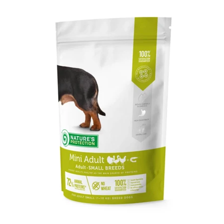 NATURES PROTECTION Mini Adult, XS-S, Pui și Krill, hrană uscată câini, 2kg