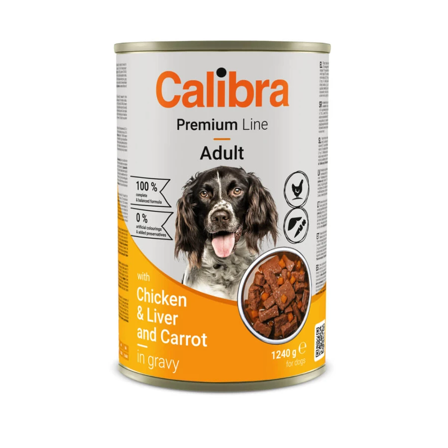 CALIBRA Premium Line, XS-XL, Pollo e Fegato, cibo umido in scatola per cani, (in salsa), 1240g