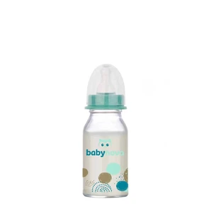 Dekorierte Glasflasche, 0-24 Monate, 120 ml, BabyNova