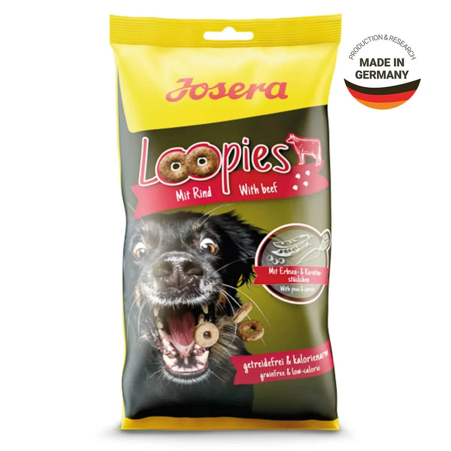 JOSERA Loopies, XS-XL, Rundvlees, graanvrij beloningszakje voor honden, 150g