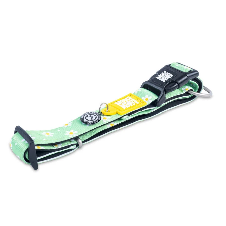 MAX & MOLLY Smart ID Daisies, Hundehalsband, verstellbar, Polyester, grün, Dreizackschnalle, XS(22-35 x 1cm)