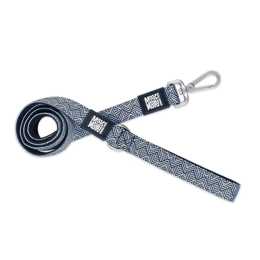 MAX & MOLLY Mykonos Black, Hundeleine, Polyester, schwarz und weiß, M(1,2m x 2cm)