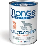 MONGE Monoprotein, XS-XL, Truthahn, getreidefreies Single-Protein-Nassfutter in Dosen für Hunde, (Pastete), 400g