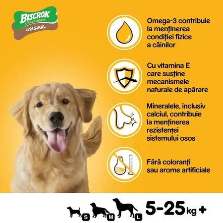 PEDIGREE Biscrok Gravy Bones, recompense câini, biscuiți, 10kg