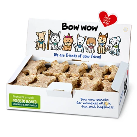 BOW WOW Natuurlijk Bot Chondroïtine & Glucosamine XS-XL, Rund & Groente, graanvrije beloningsbox voor honden, gewrichtssysteem, 650g