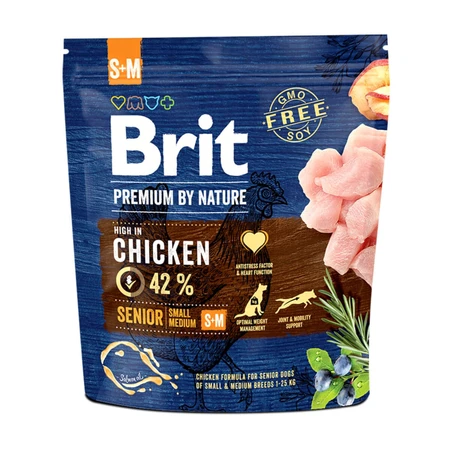 BRIT Premium By Nature Senior Small and Medium Breed, S-M, Chicken, dry senior dog food, 1kg