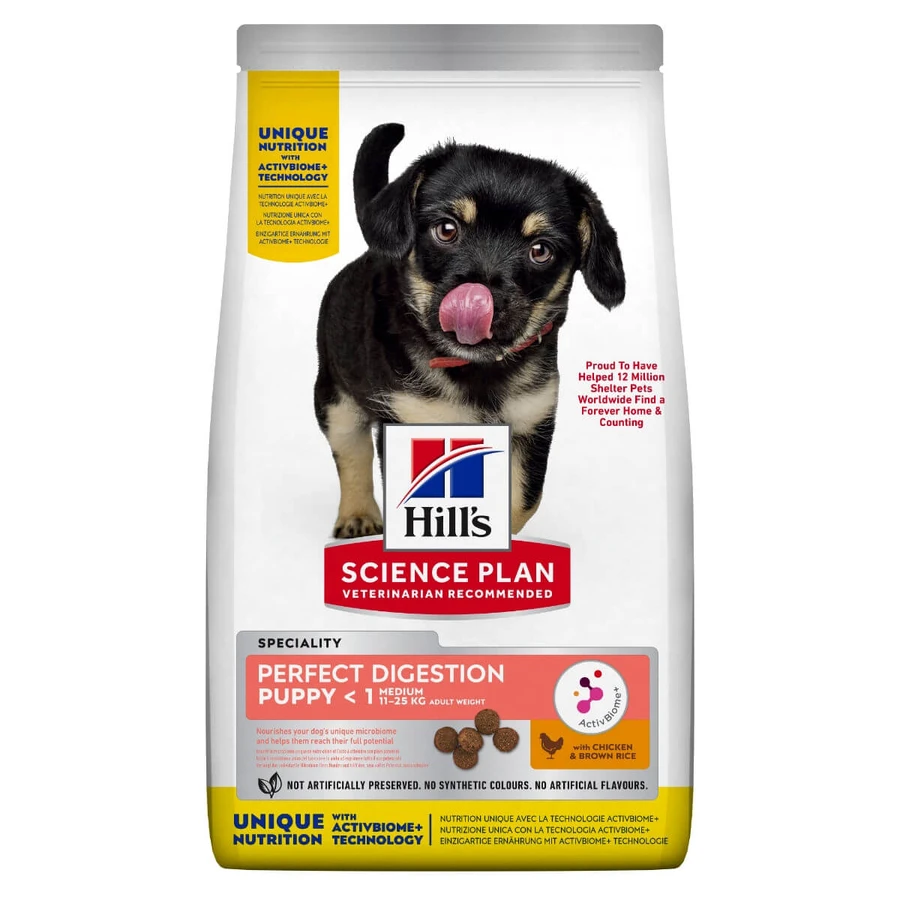 HILL'S Science Plan Perfect Digestion Puppy M, nourriture sèche pour chiens juniors, système digestif, 2.5kg