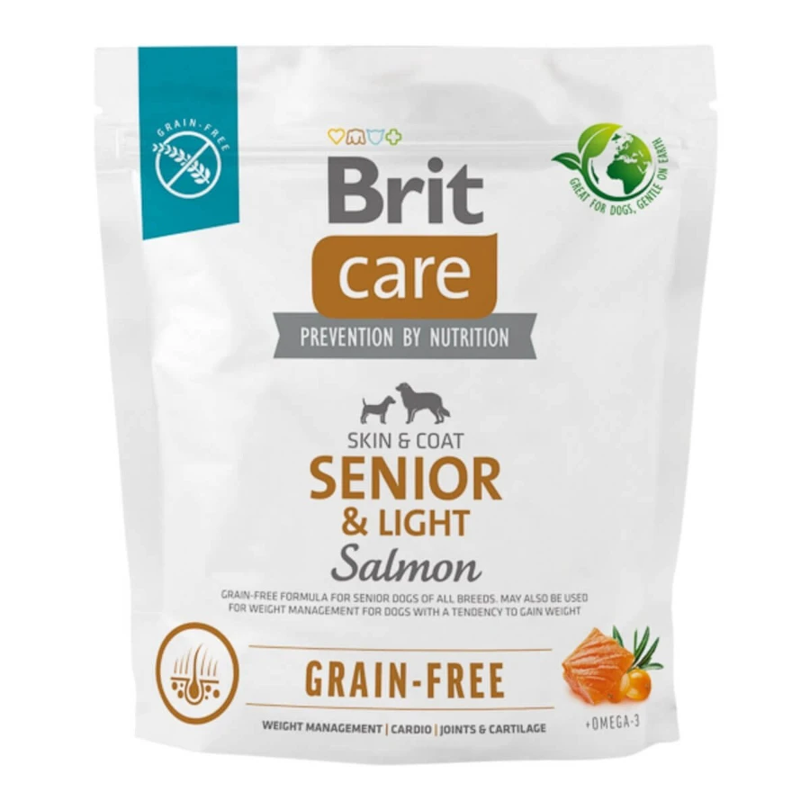 BRIT Care Senior & Light, XS-XL, saumon, croquettes sans céréales pour chiens âgés, obésité, 1kg