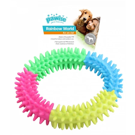 PAWISE Rainbow, giocattolo da masticare per cani, M, gomma, dentizione, multicolore