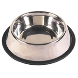 TRIXIE, Hundenapf, rund, rutschfest, Edelstahl, silber, S-M(0,7l, ⌀21cm)