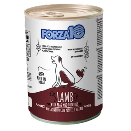 FORZA10 Onderhoud, XS-XL, Lam en Erwten, vochtig hondenvoer in blik, (pate), 400g