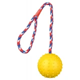 TRIXIE, speelbal met touwtje voor honden, rubber, 7cm x 30cm, multicolor