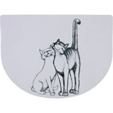 TRIXIE Love Cat, Katzenmatte, asymmetrisch, rutschfest, Kunststoff, weiß, 1 Stück 40x30cm