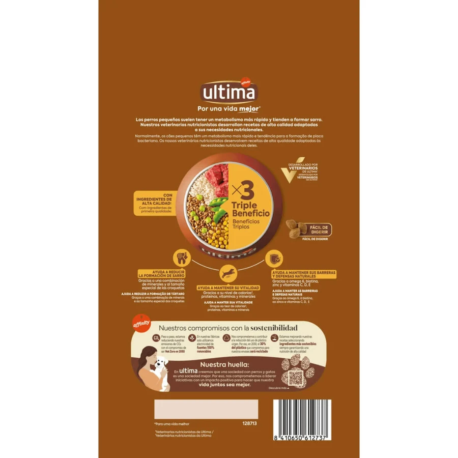 ULTIMA Small Adult, XS-S, Beef, dry food dogs, 1.25kg