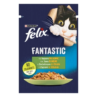 PURINA Felix Fantastic, Kaninchen, Sachet Nassfutter für Katzen, (in Aspik), 85g