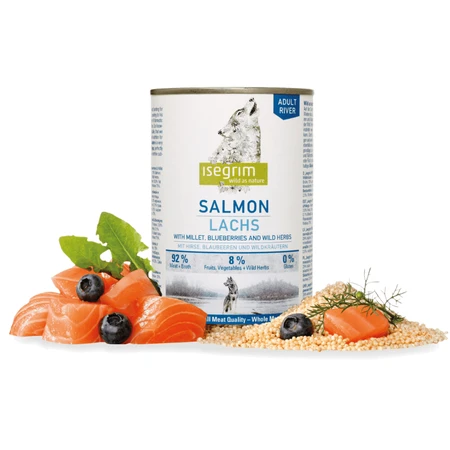 ISEGRIM, XS-XL, Salmon, canned grain-free wet dog food, (in sauce), 800g