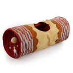 ALL FOR PAWS, Katzentunnel, Polyester, rot und braun, 61 x 25 x 25 cm