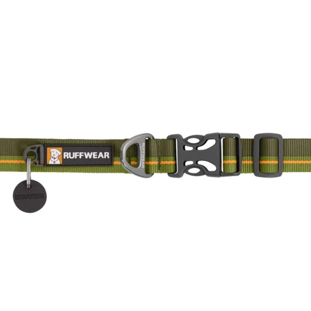 RUFFWEAR Flat Out Forest Horizon, collar ajustable para perro, verde y naranja, S(28-36 x 2cm)