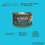 SCHESIR After Dark, Poulet et oeufs de caille, nourriture humide en conserve sans céréales pour chats, (en soupe), 80g