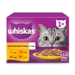 WHISKAS 1+ Poultry Feasts Selections, Poultry, sachet wet cat food, (in aspic), multipack, 85g x 12