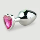 Medium Hart Gem metalen Butt Plug - Zilver/Roze