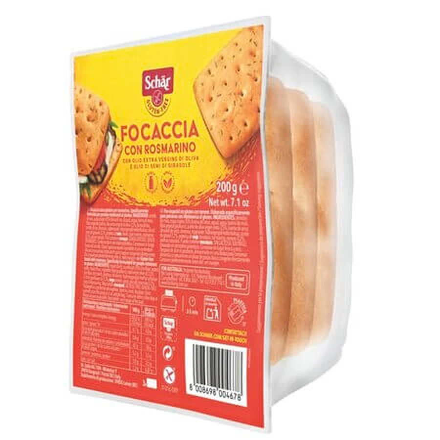 Focaccia con romero sin gluten, 200 g, Schar