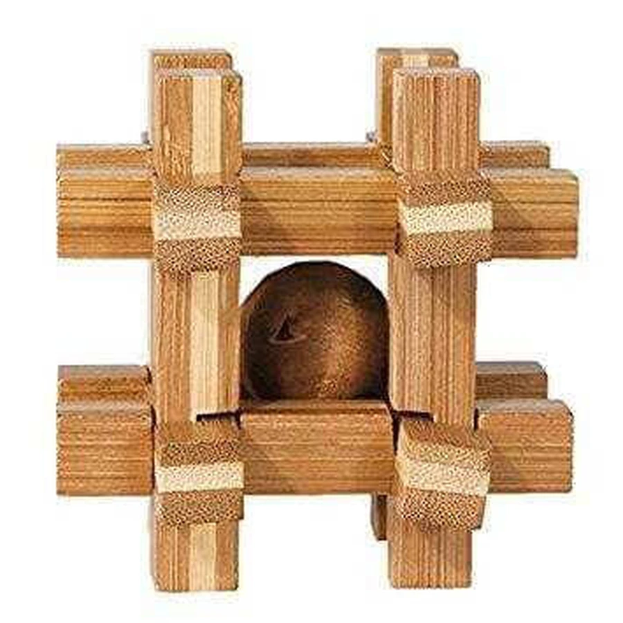 Jeu de logique IQ dans une boîte en bois de bambou avec une balle