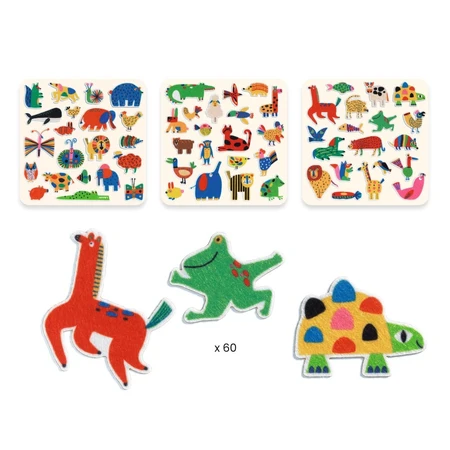 Set 60 stickere din fetru - Animale Vesele, Djeco