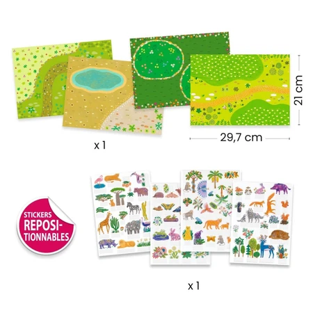 Set creativ de stickere reutilizabile Animale, Djeco