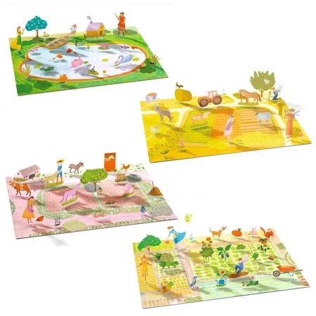 Set creativo de pegatinas reutilizables Farm, Djeco