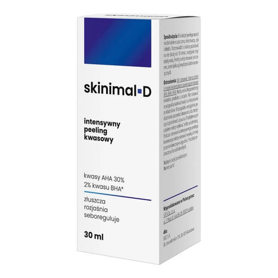 Skinimal D, intensywny peeling kwasowy, 30 ml: ceny i cechy