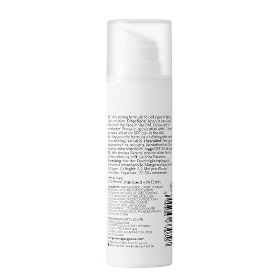 Geek &amp; Gorgeous A-Game 20, anti-wrinkle serum with retinal 0.2% and ectoin, 30 ml