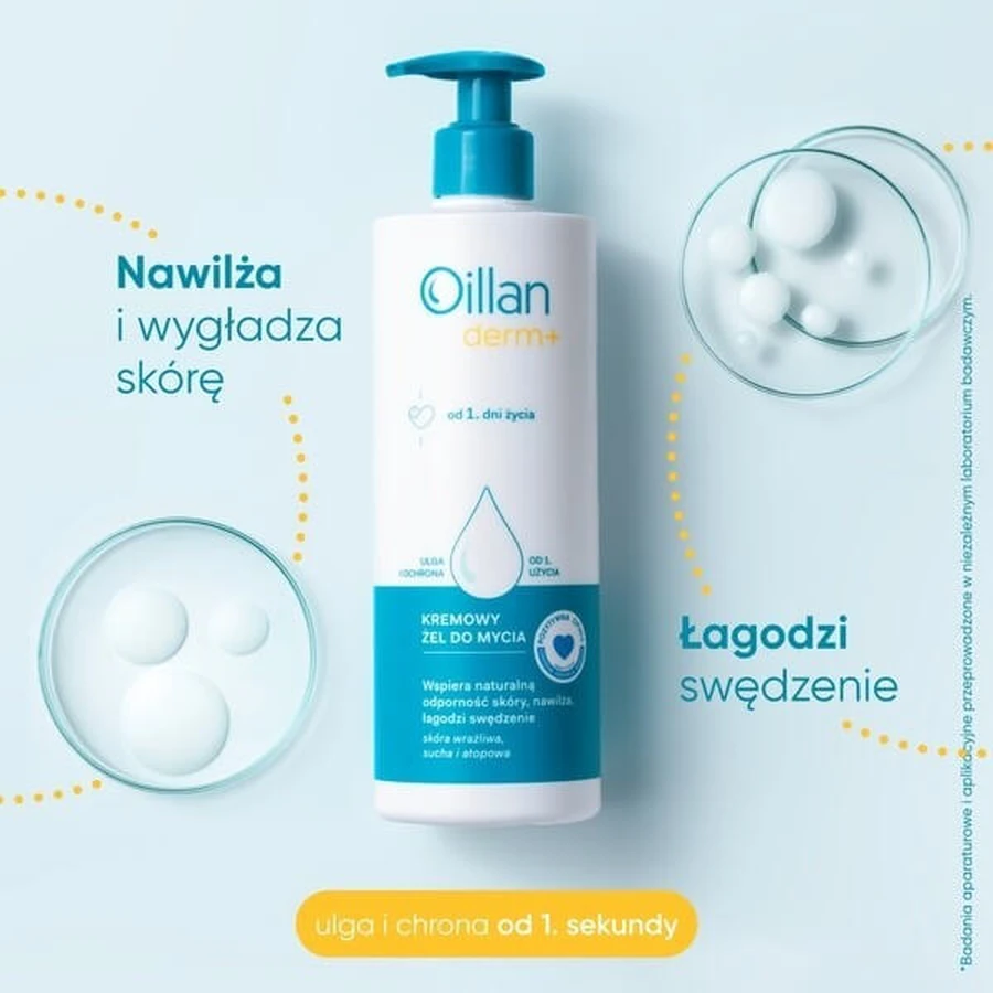 Set de 2 x Oillan Derm+, gel cremos de spălare a corpului, 400 ml