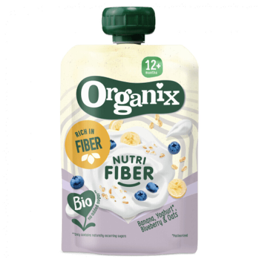 Bio-Bananenpüree, Joghurt, Heidelbeeren und Haferflocken Nutri Fiber, 12 Monate+, 100 g, Organix