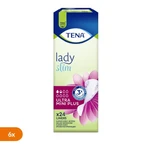 Set de 6 x TENA Lady Slim Ultra Mini Plus, tălpi interioare, 24 buc.
