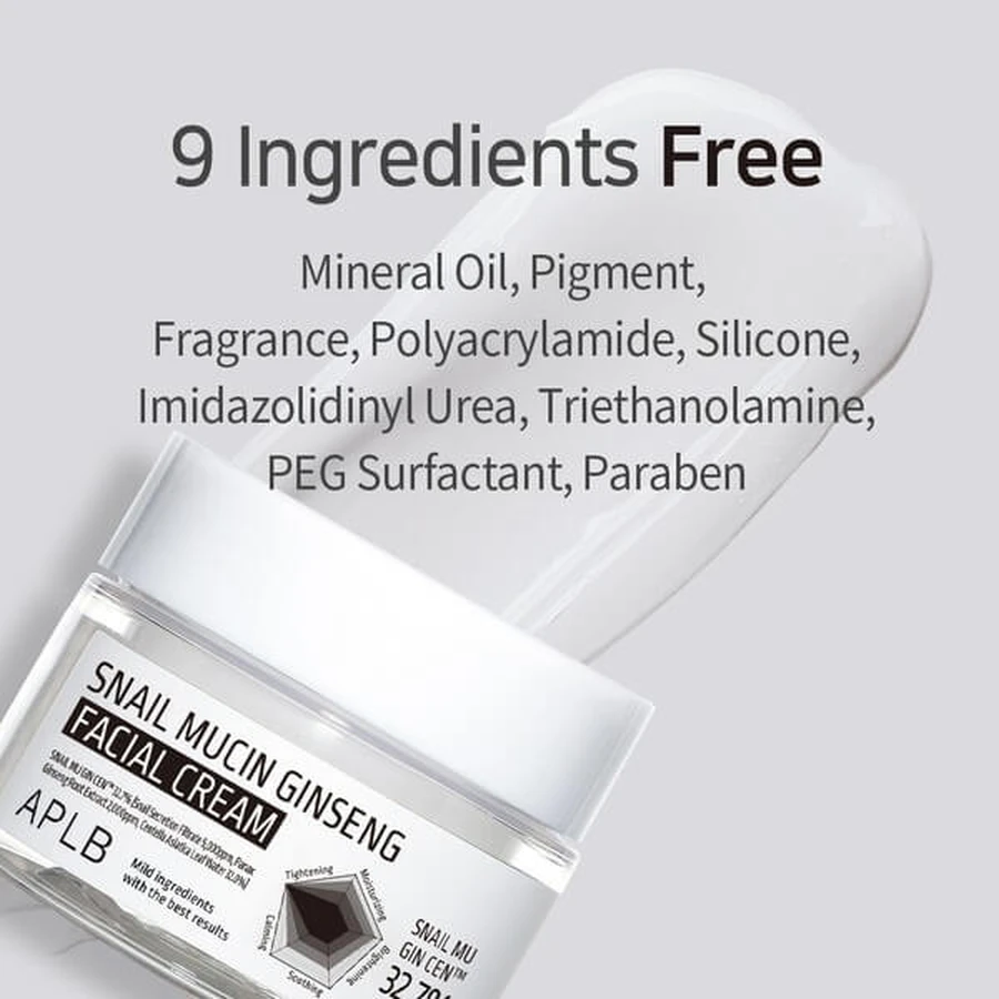 APLB Snail Mucin Ginseng Facial Cream, cremă de față regenerantă cu mucină de melc și ginseng, 55 ml